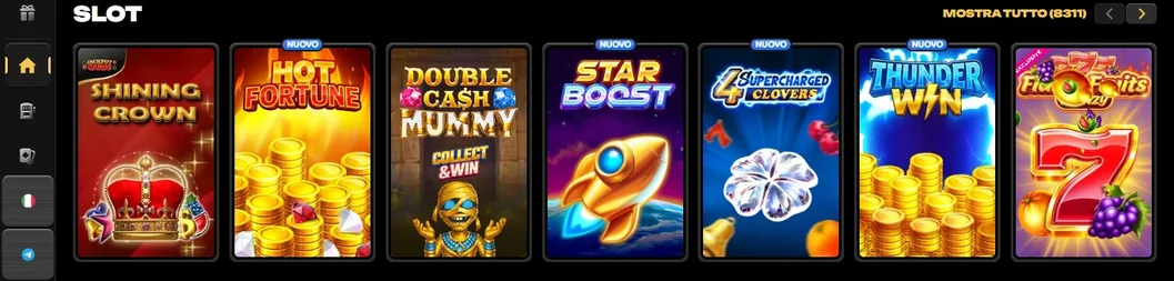 Sfoglia giochi slot lobby.